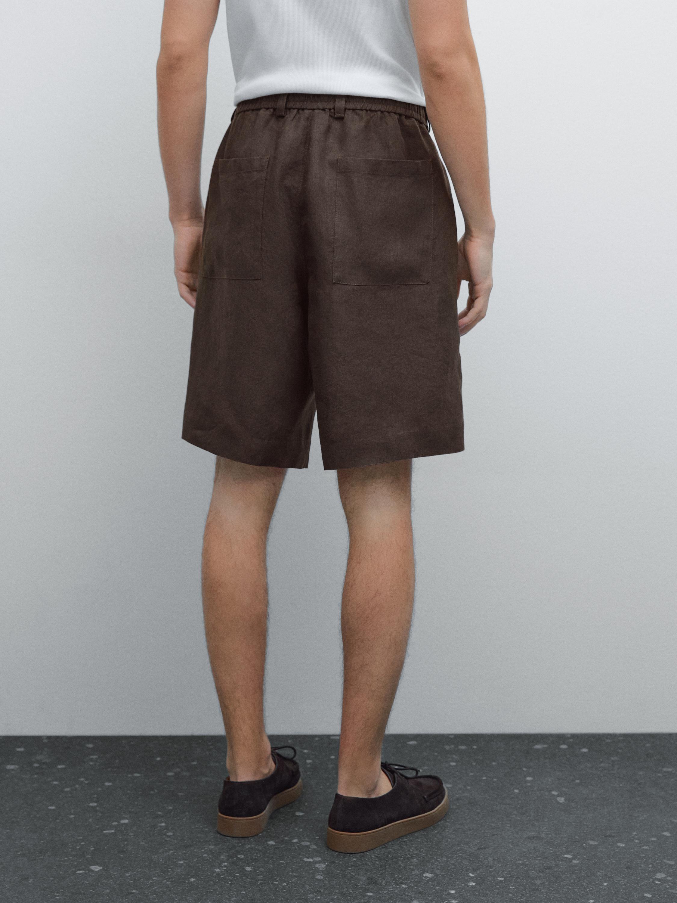 Lightweight 100% linen Bermuda shorts